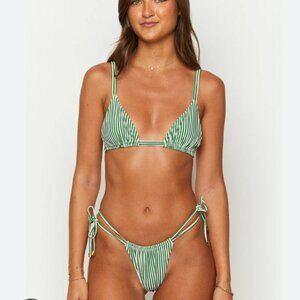 Beginning Boutique Green Striped Swimsuit